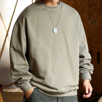 美式休閒480g重磅圓領衛衣男毛圈底復古純棉vintage運動上衣-Retro's Wear