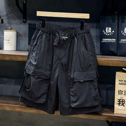 夏季薄款速幹短褲男寬鬆運動美式工裝五分褲男士潮牌大碼休閒中褲