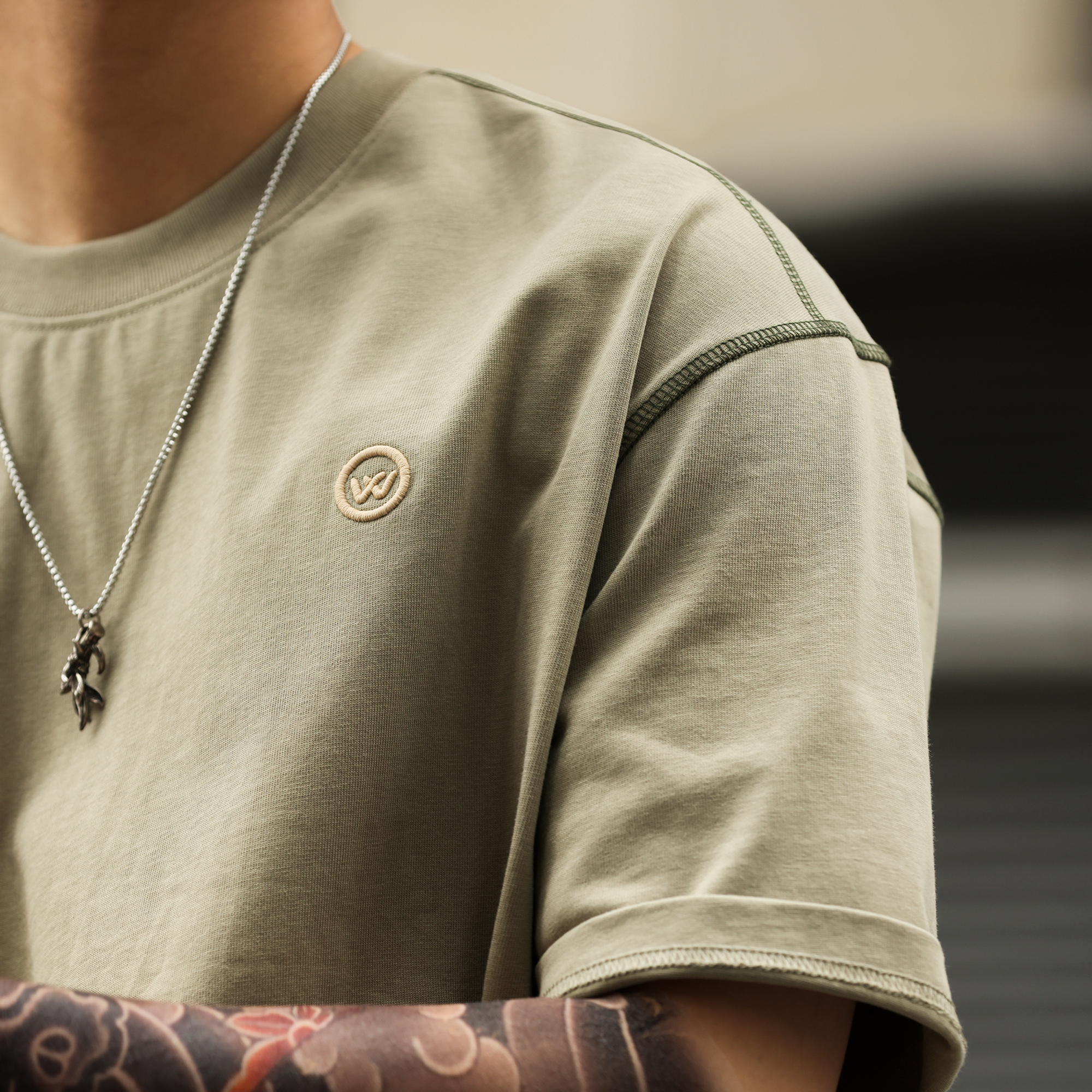 夏季300g重磅純棉短袖T恤男美式休閒撞線高密刺繡打底衫