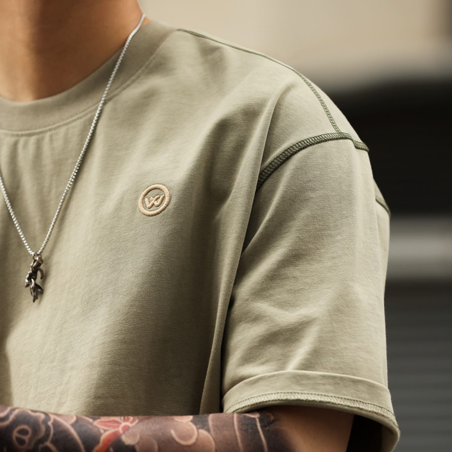 夏季300g重磅純棉短袖T恤男美式休閒撞線高密刺繡打底衫