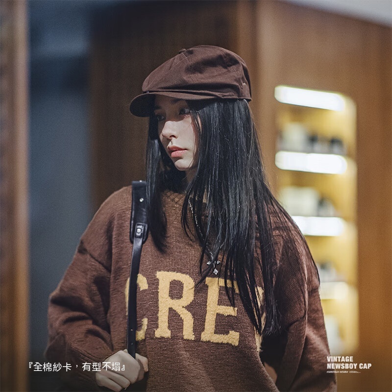 貝雷帽女秋冬顯臉小八角帽報童帽蓓蕾帽文藝復古畫家帽-Retro's Wear