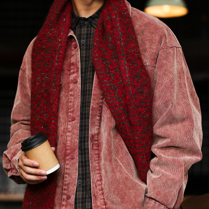 日系復古燈芯絨工裝襯衣外套男疊穿重磅水洗條絨襯衫秋