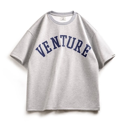 空氣層字母刺繡短袖T恤潮流寬鬆重磅五分袖圓領打底衫男-Retro's Wear