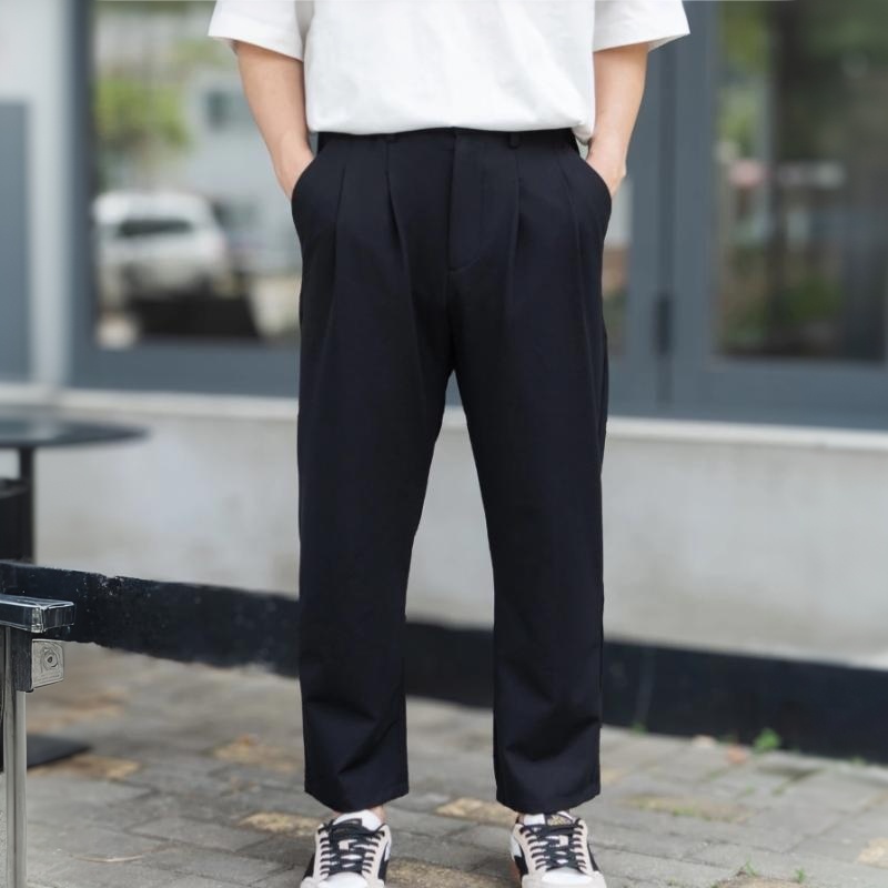 男士夏季寬鬆直筒九分褲老錢風薄款休閒西裝褲