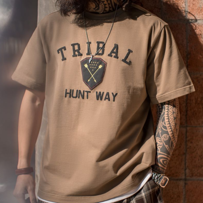 美式復古Navajo發泡印花印第安T恤純棉寬鬆短袖男春夏