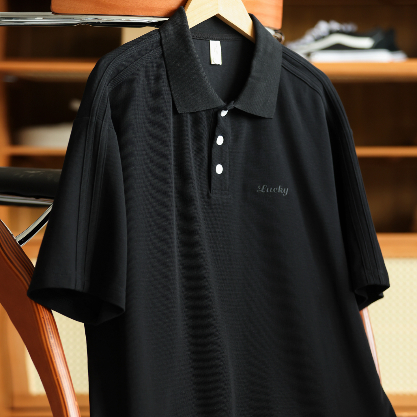 美式休閒230g短袖POLO衫男透氣蜂窩肌理感刺繡翻領T恤夏