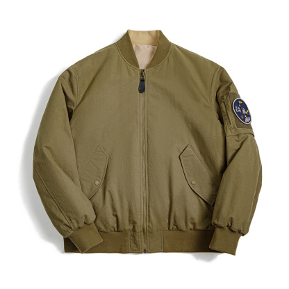 美式復古雙面穿MA1飛行員夾克棉服夾棉棒球服上衣外套男-Retro's Wear