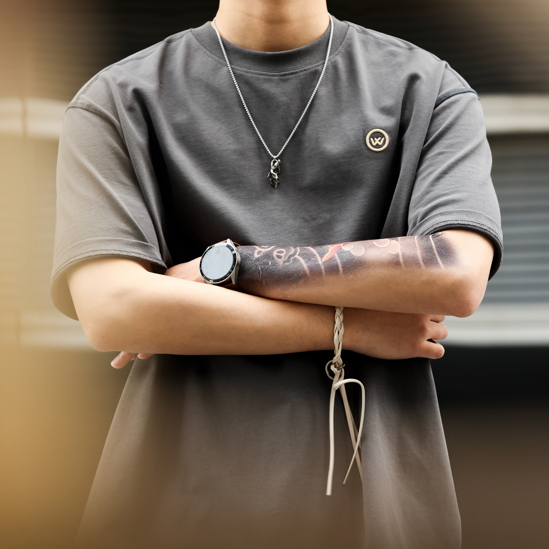 夏季300g重磅純棉短袖T恤男美式休閒撞線高密刺繡打底衫