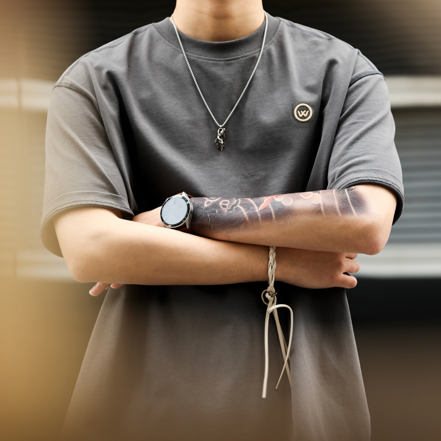 夏季300g重磅純棉短袖T恤男美式休閒撞線高密刺繡打底衫