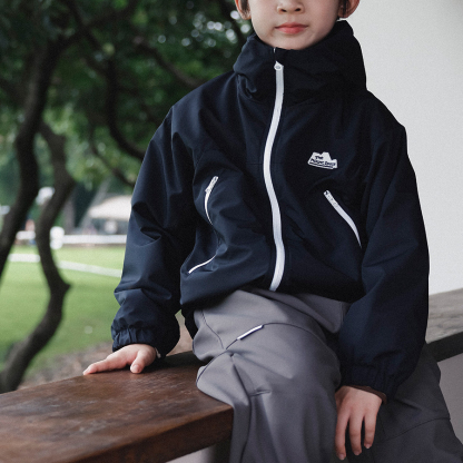 兒童加絨衝鋒衣2025冬季款戶外男童撞色拉鍊外套男童保暖連帽上衣