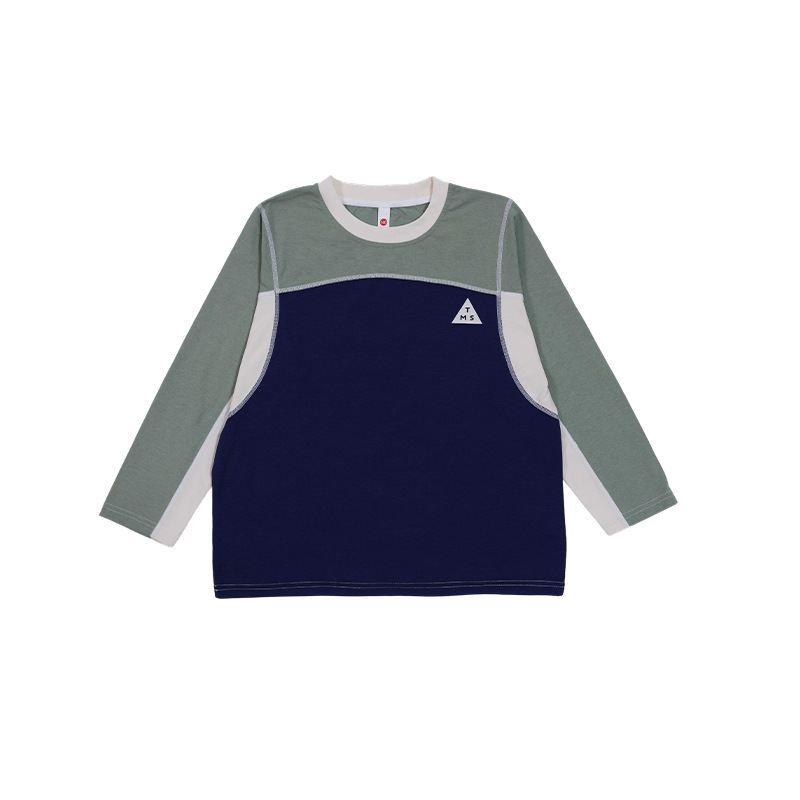 兒童速幹T恤2025秋季新款男童撞色拼接上衣兒童吸溼透氣運動長袖