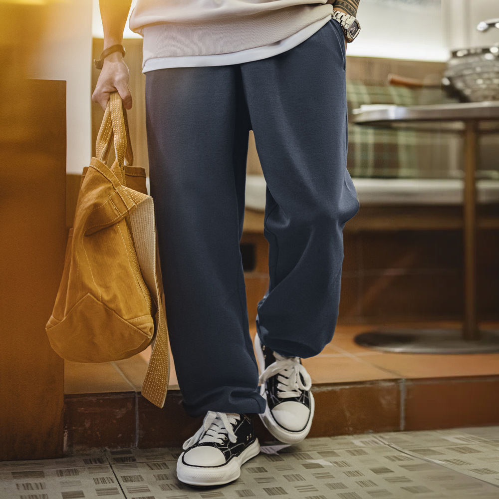 美式休閒立體剪裁衛褲垂墜百搭寬鬆直筒束脚運動長褲男春