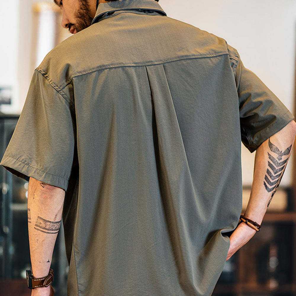 優可絲凉感科技短袖polo衫男2025夏季新款半拉鍊防曬工裝半袖男