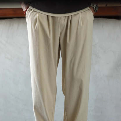 日系燈芯絨肌理感休閒褲男秋冬季基礎款褶皺垂感休閒百搭長褲-Retro's Wear