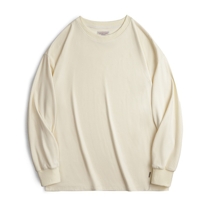 美式雙面磨毛仿德絨長袖T恤基礎款寬鬆圓領保暖上衣男秋-Retro's Wear