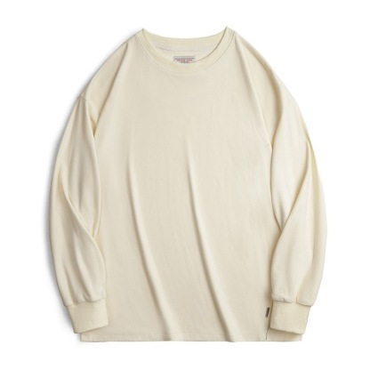 美式雙面磨毛仿德絨長袖T恤基礎款寬鬆圓領保暖上衣男秋-Retro's Wear