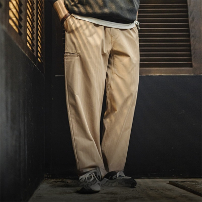 美式人字紋Easypants休閒褲cleanfit直筒錐形長褲子男秋-Retro's Wear