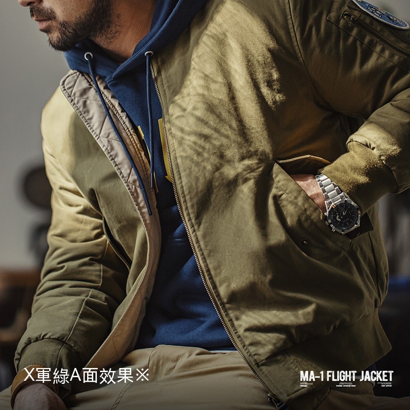 美式復古雙面穿MA1飛行員夾克棉服夾棉棒球服上衣外套男-Retro's Wear