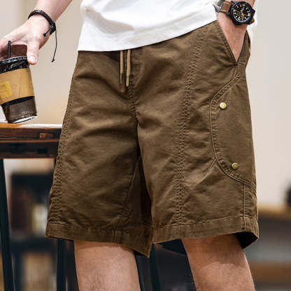 美式復古水洗工裝短褲男2025夏季新款寬鬆休閒五分褲純棉5分中褲