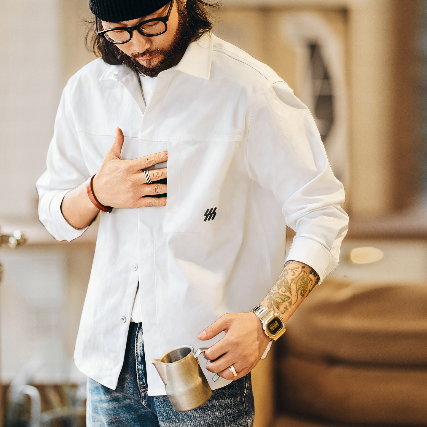 美式簡約長袖男士襯衫2026春季新款休閒工裝襯衣外套