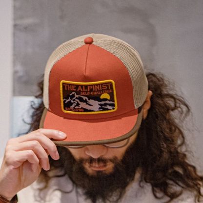 美式復古撞色拼接平沿棒球帽刺繡透氣網眼鴨舌帽男女