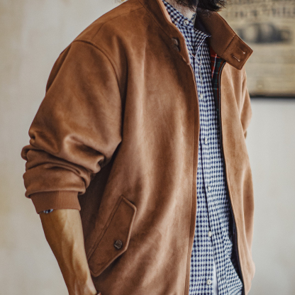 美式復古麂皮絨哈靈頓G9夾克美拉德vintage短款外套男秋
