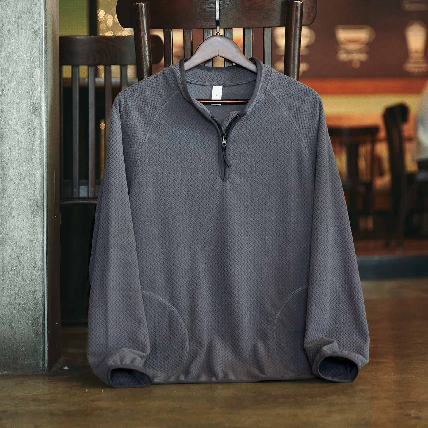 半高領波浪絨面長袖衛衣男2025秋季新款簡約打底衫內搭上衣外套