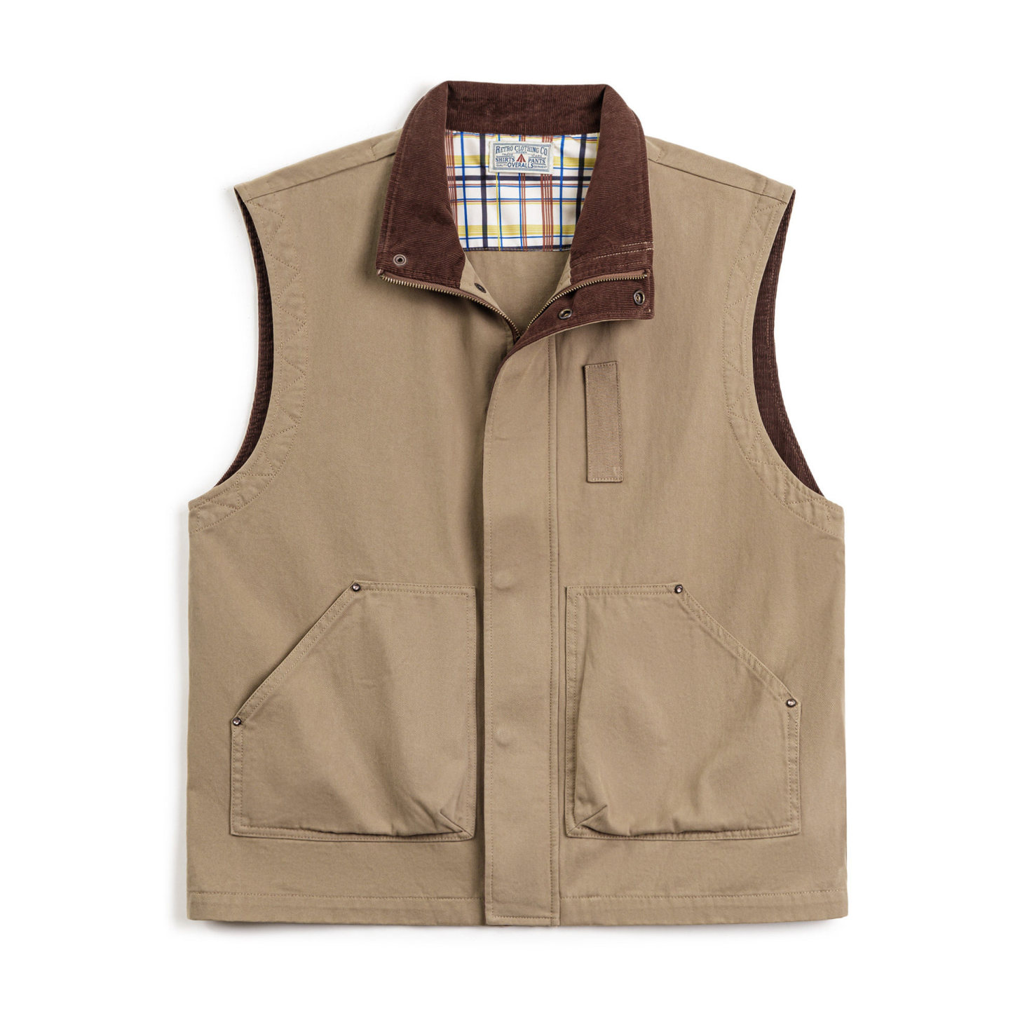 美式復古safari馬甲獵裝純棉卡其色燈芯絨背心外套男款春