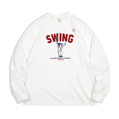 美式復古字母棒球印花長袖T恤圓領內搭純棉打底衫男春季-Retro's Wear