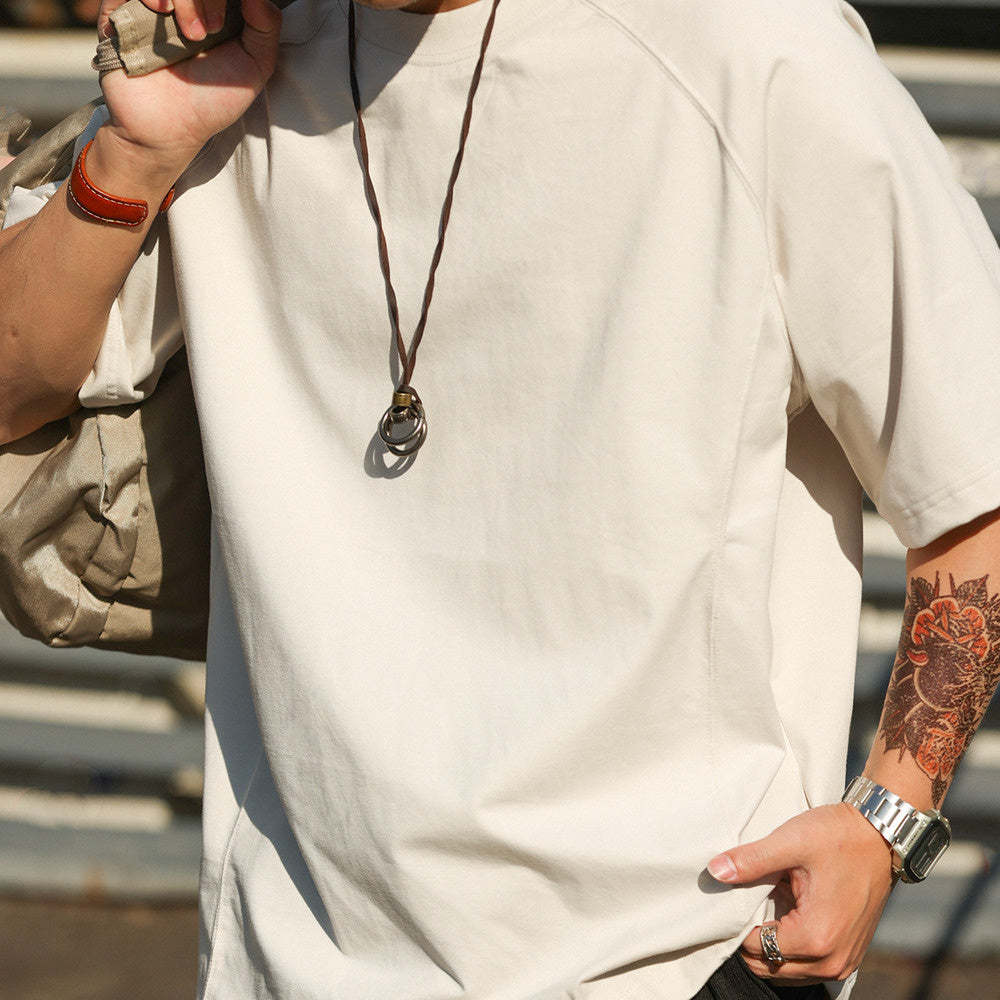 美式休閒索羅娜凉感防曬短袖T恤男透氣抗菌插肩袖體恤夏