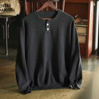 新疆長絨棉亨利領毛衣男士2025冬季新款肌理感全棉通勤內搭針織衫