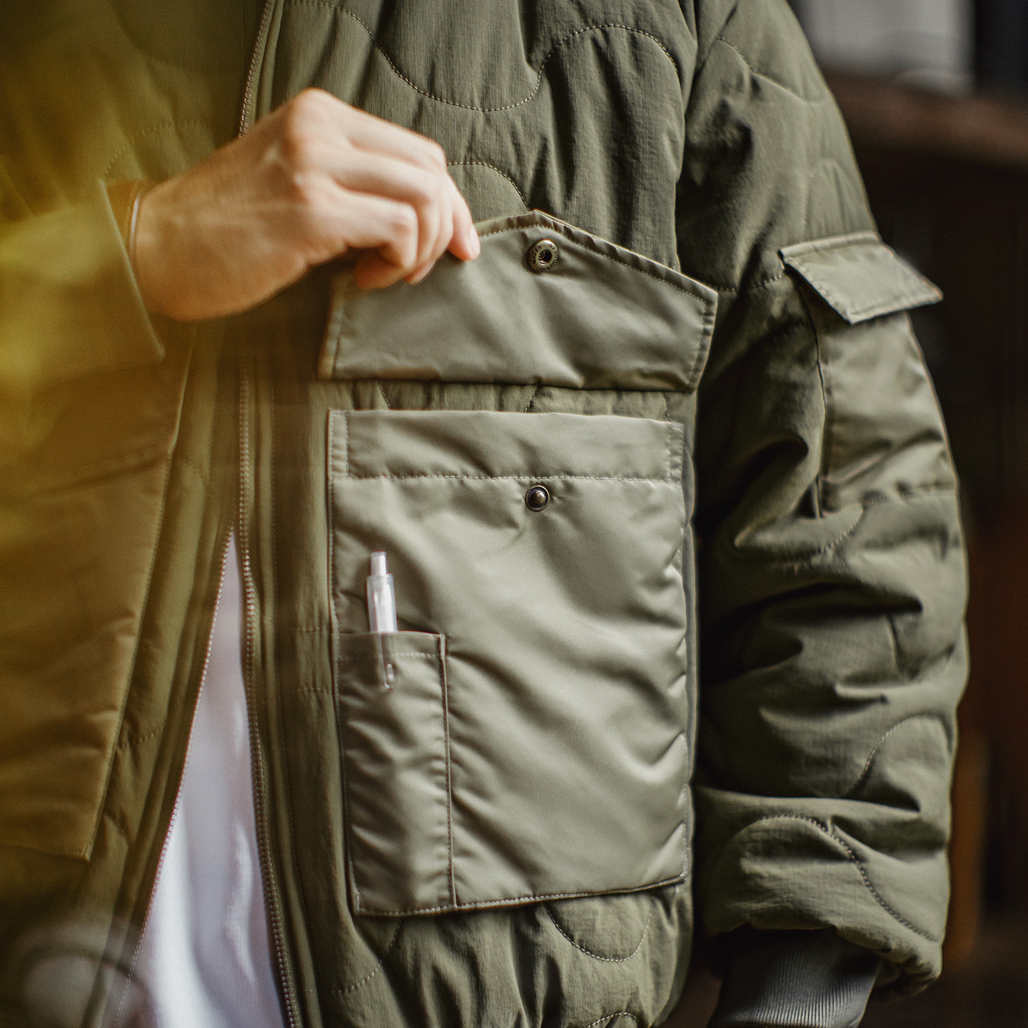 美式復古M51軍綠色夾克大口袋短款立領保暖棉服外套男冬