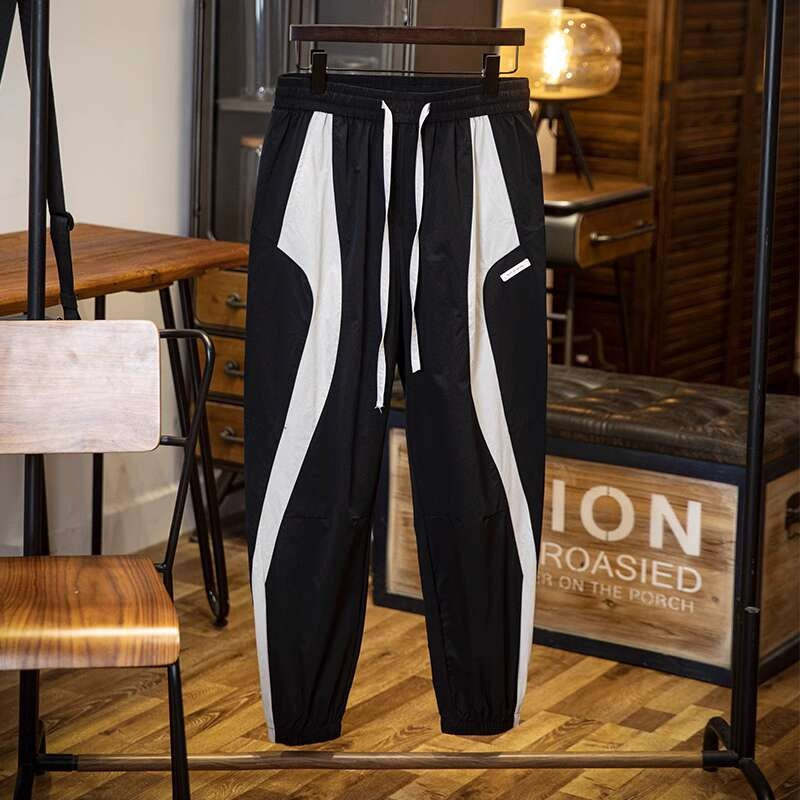 美式拼接工裝束脚休閒褲男春夏2025新款撞色戶外速幹運動褲子薄款