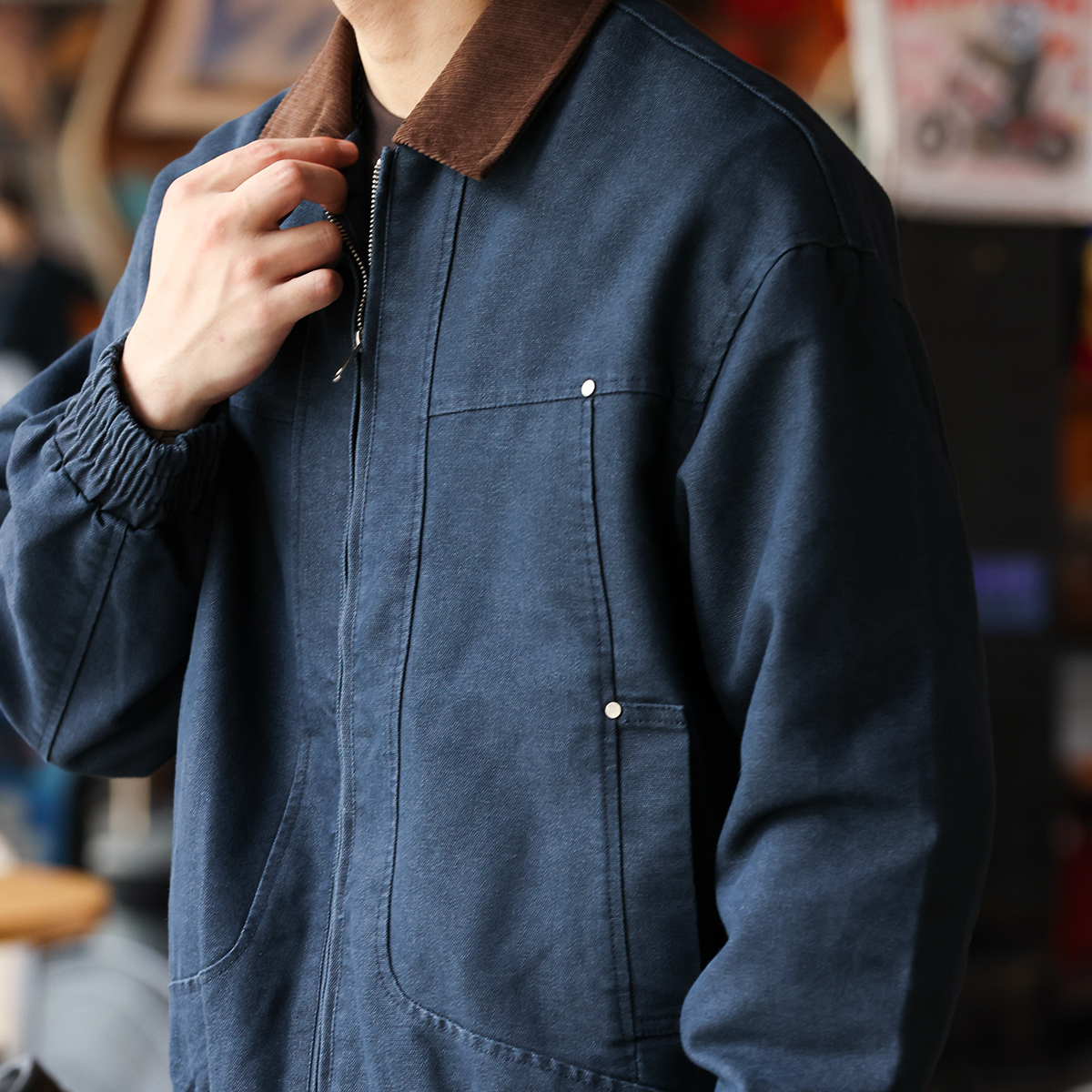 美式復古巴恩風工裝夾克男霜感珠帆硬漢燈芯絨領外套秋