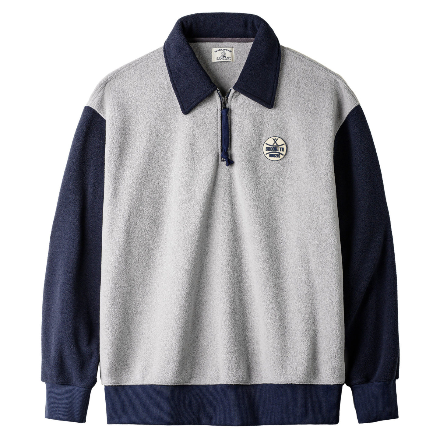 美式搖粒絨半開襟衛衣學院風polo領撞色套頭保暖外套男秋