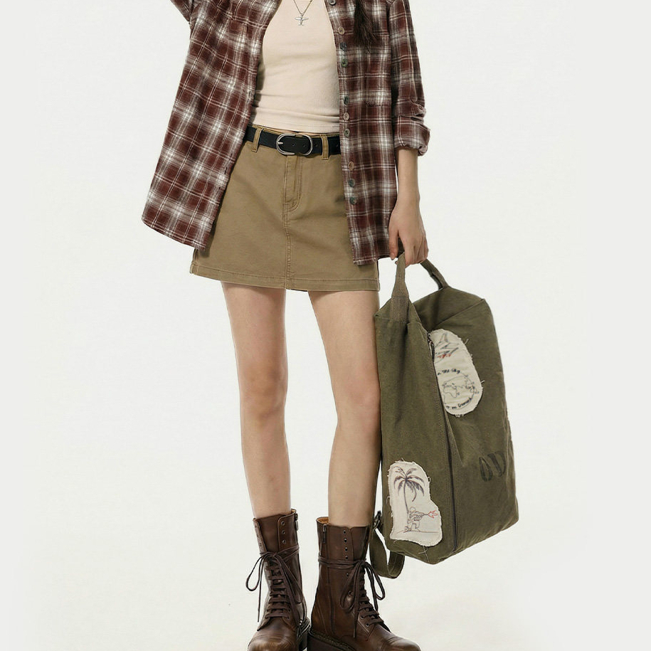 美式戶外復古水桶包大容量電腦結實耐用背包女士雙肩旅行輕便