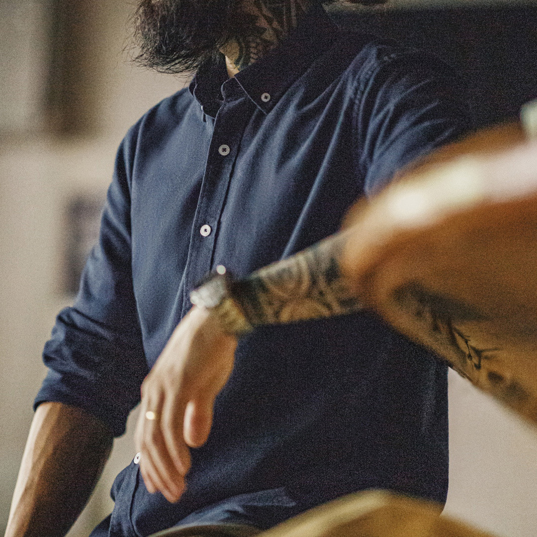 美式休閒純色牛津紡襯衫長袖外套純棉牛津布薄款襯衣男秋