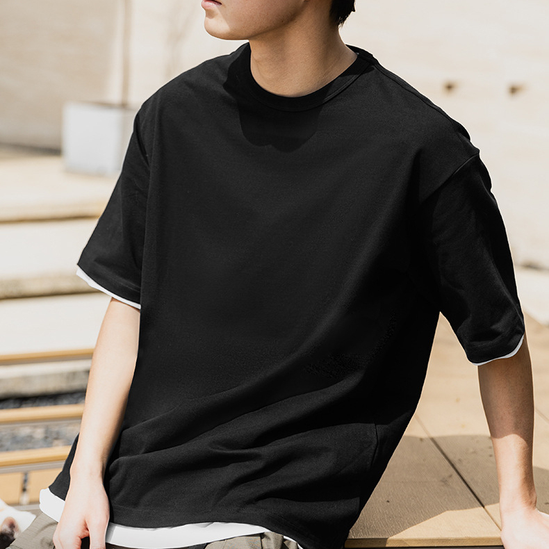 MRA白色重磅t恤二本針黑色半袖cleanfit短袖寬鬆打底衫男夏