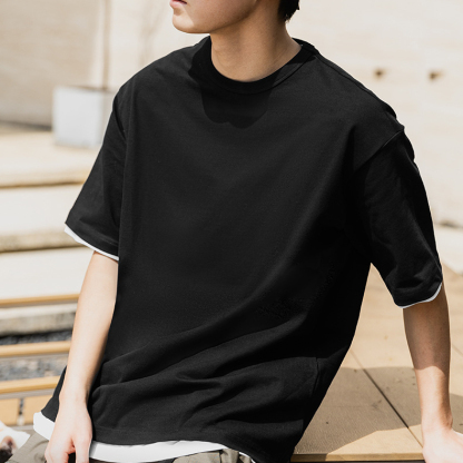 MRA白色重磅t恤二本針黑色半袖cleanfit短袖寬鬆打底衫男夏