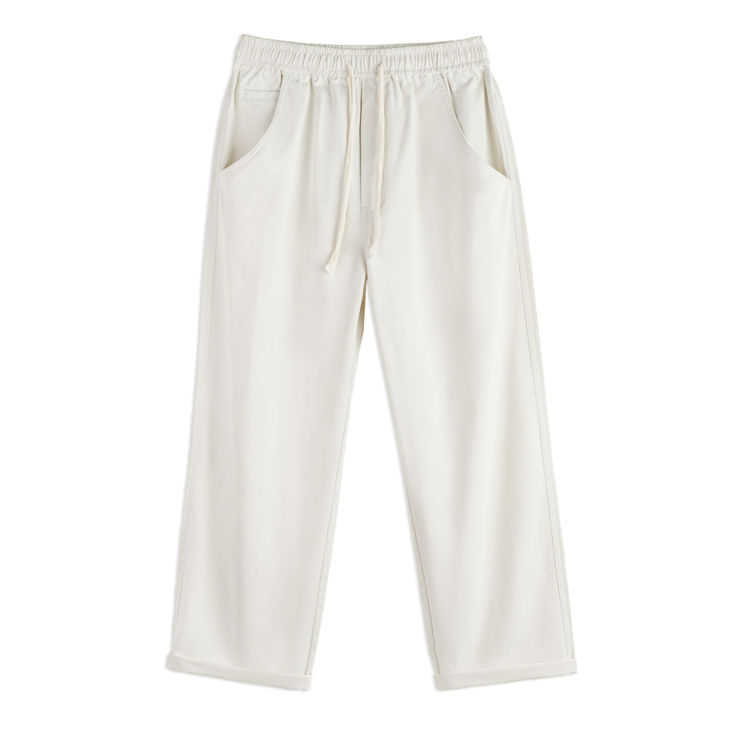 美式Easypants休閒褲白色通勤直筒寬鬆垂感長褲子男秋