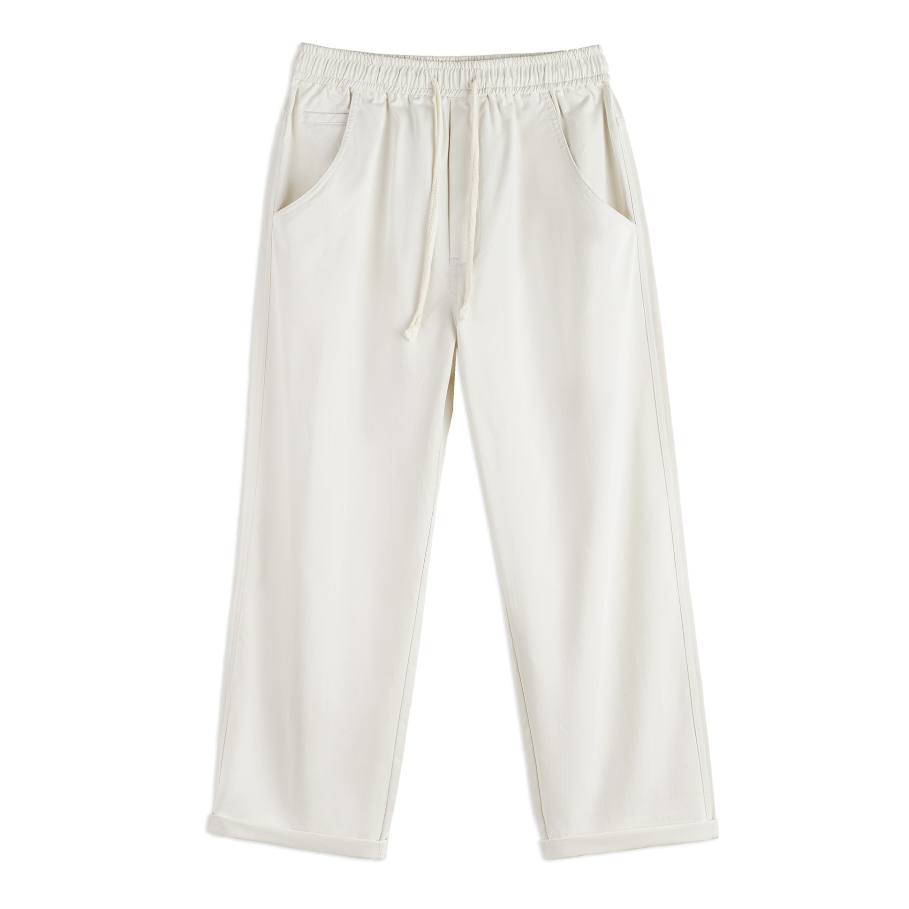 美式Easypants休閒褲白色通勤直筒寬鬆垂感長褲子男秋