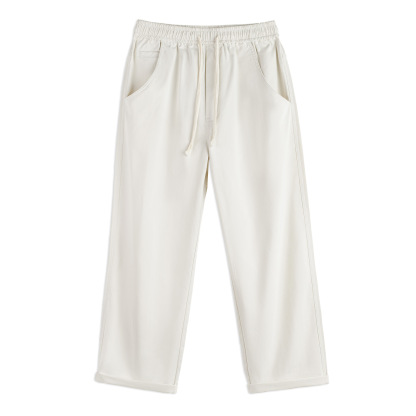 美式Easypants休閒褲白色通勤直筒寬鬆垂感長褲子男秋