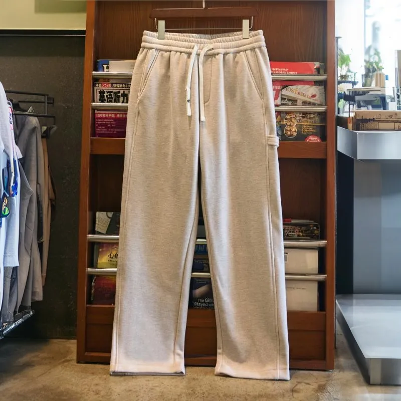 470g重磅加絨直筒休閒褲男2025冬季新款寬鬆加厚保暖衛褲運動長褲