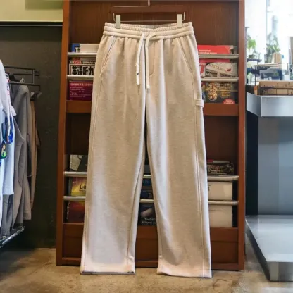 470g重磅加絨直筒休閒褲男2025冬季新款寬鬆加厚保暖衛褲運動長褲