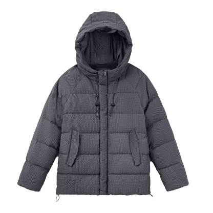 美式泡泡紗羽絨服90白鴨絨高蓬鬆度肌理感連帽外套男秋冬