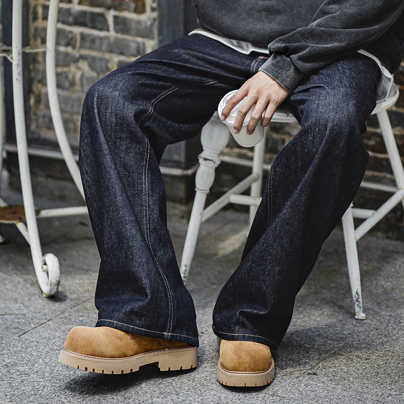 棕色德比鞋男款2025新款秋季低幫大黃靴厚底增高大頭工裝皮鞋