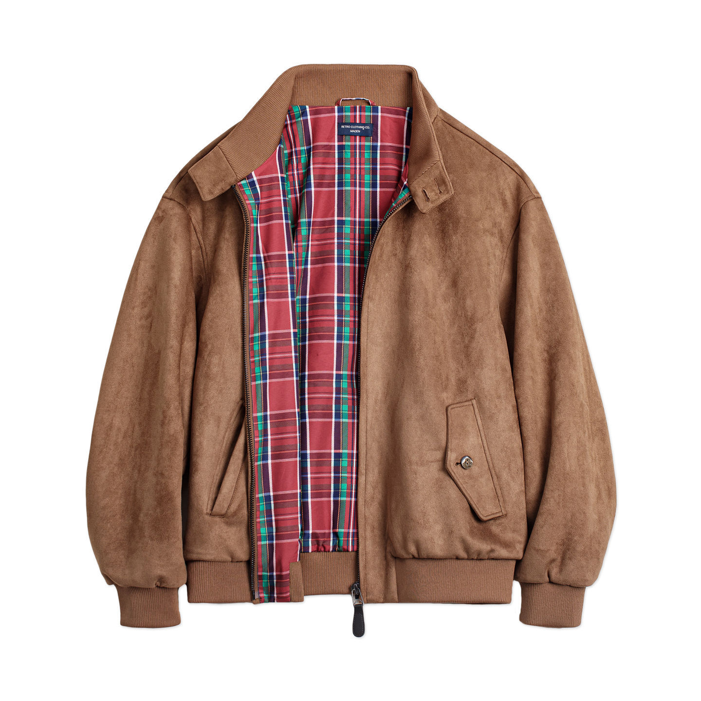 美拉德復古麂皮絨面寬鬆肌理感外套立領哈靈頓夾克女士秋