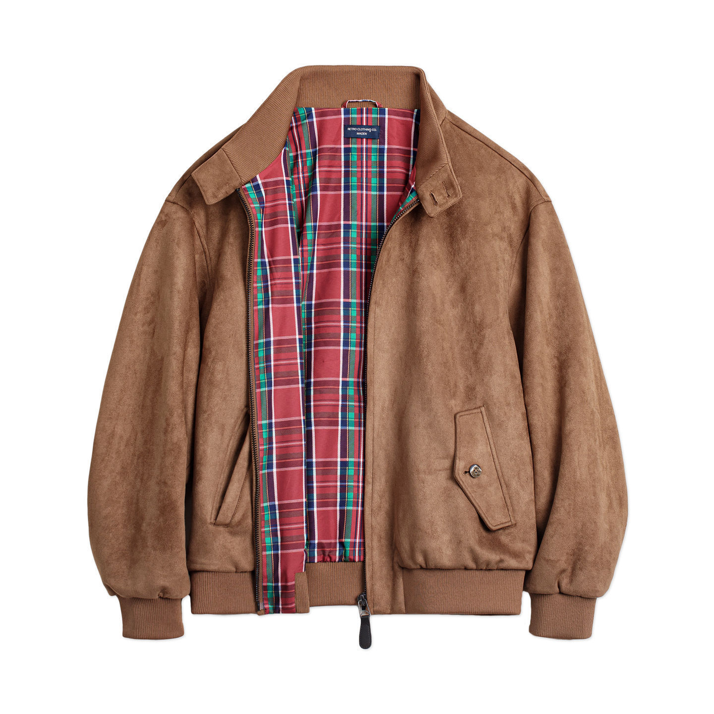 美拉德復古麂皮絨面寬鬆肌理感外套立領哈靈頓夾克女士秋