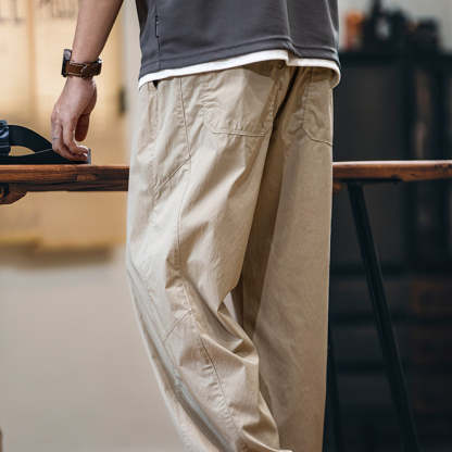 萊賽爾速幹休閒褲男春夏2025新款潮牌美式寬鬆直筒褲子彈力工裝褲