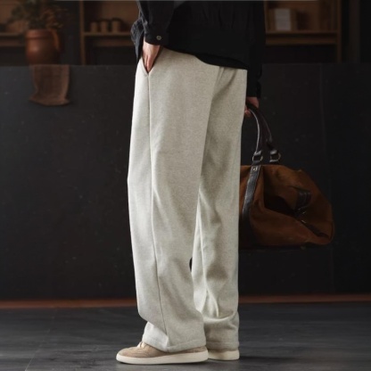 美式復古加絨加厚運動休閒褲男460g重磅保暖打褶直筒衛褲